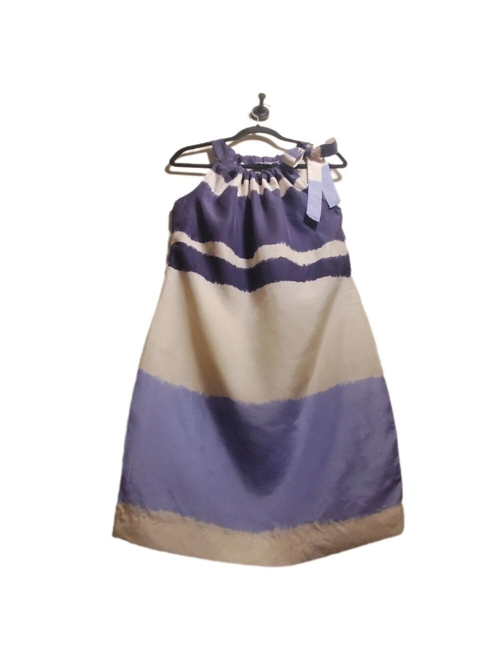 BANANA REPUBLIC 100% Silk Watercolor Sundress Blue Lavender Cream Size 4 EUC